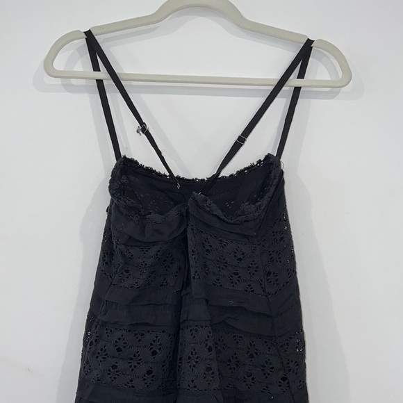 Free People Black Shailee slip mini dress with cami straps pleated hem sz Small - Picture 9 of 16